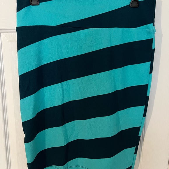 LuLaRoe Dresses & Skirts - LuLaRoe Cassie Teal and Dark Teal Striped Knit Skirt